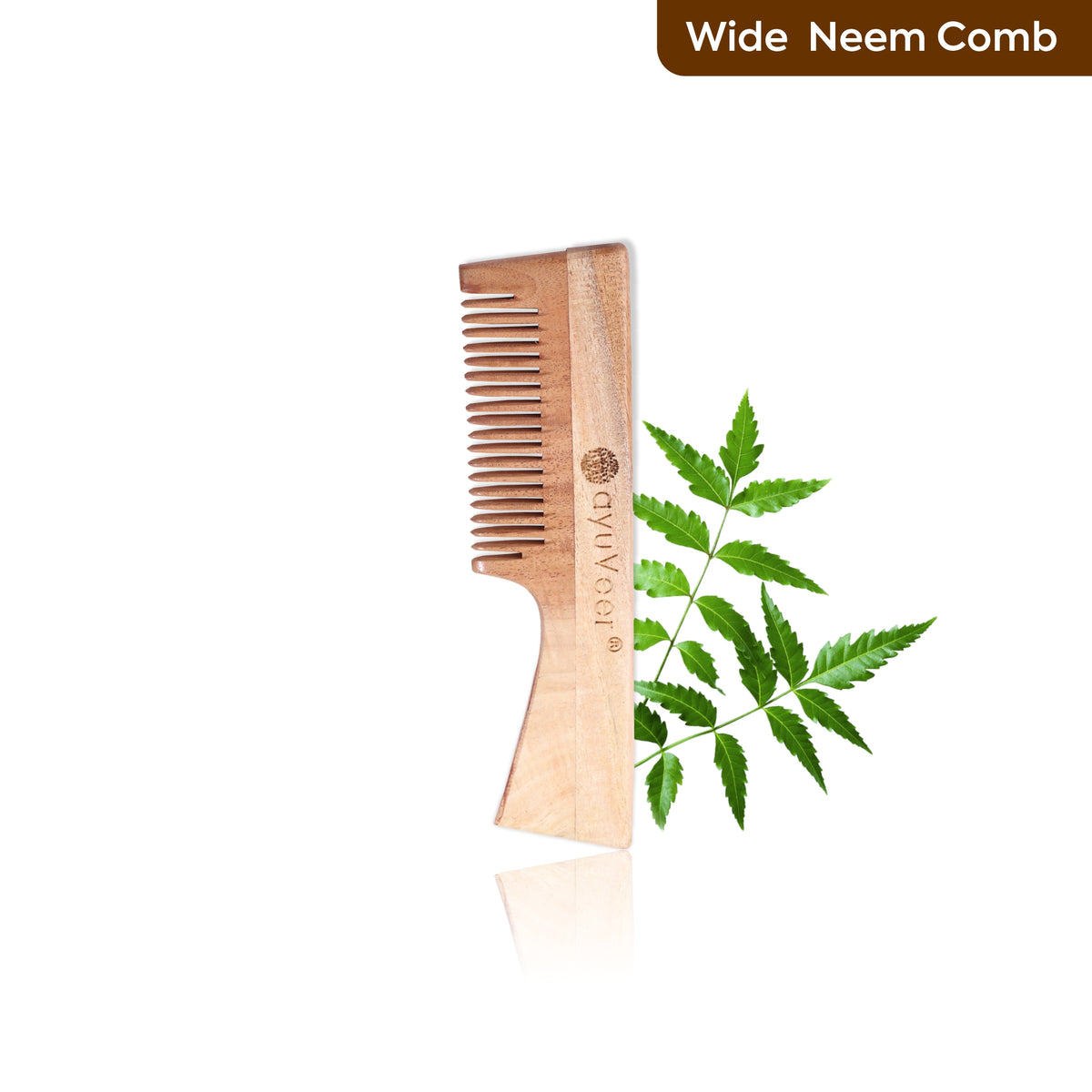 Neem Hair Comb (Wide with Handle)